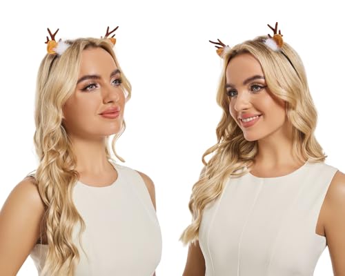 Brown Reindeer Antlers Headband for Women Halloween Costume Cute Hair Accessory