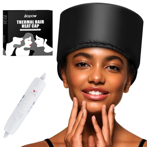 Heated Electric Thermal Steamer Cap for Natural Black Hair - Black