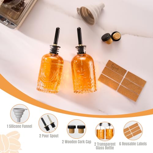 Baalaka Glass Coffee Syrup Dispenser Set - 2 Pack, 7 oz