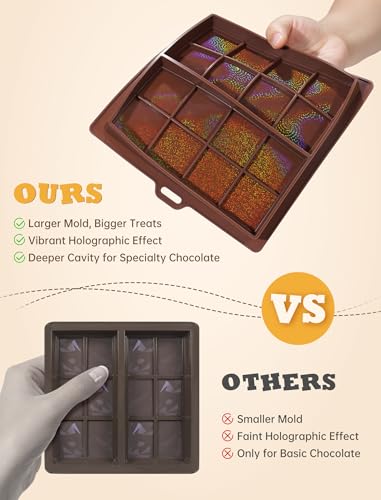 NiHome Holographic Chocolate Molds - Silicone Bar Mold for DIY Treats