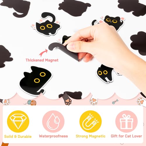 24Pcs Cute Black Cat Refrigerator Magnets Set - Fun Kitchen Decor