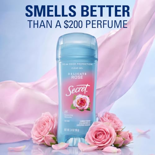 Secret Rose Scent Deodorant for Women, 72hr Breathable Clear Gel, Pack of 1, 3.4 oz