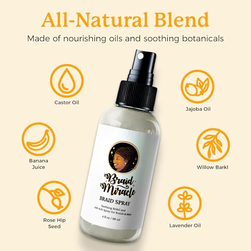 Braid Miracle Soothing Scalp Spray with Banana Juice & Organic Oils - Moisturizing & Refreshing for Braids, Locs, Twists, Cornrows, 4 oz