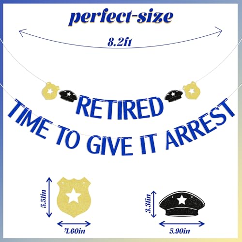 Retired Police Officer Banner - Blue Glitter Retirement Party Decor