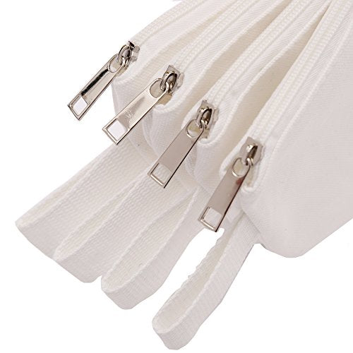 Augbunny Medium White 16oz Cotton Canvas Makeup Organizer Pouch 4-Pack