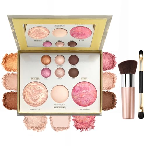 Jutqut All-in-One Face Makeup Palette - Eyeshadow, Blush, Bronzer & Highlighter