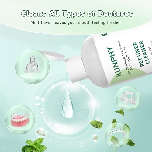 KUNPHY Ultrasonic Retainer Cleaner Solution - Professional Dental Appliance Wash