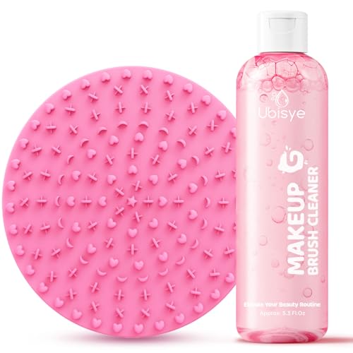 Ubisye Pink Makeup Brush Cleaner Set with Mat & Solution – Deep Cleaning, Gentle & Cruelty-Free