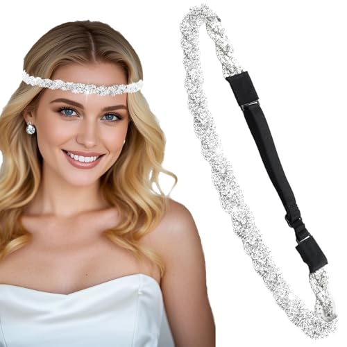 Aprince Silver Rhinestone Headband for Women - Adjustable Crystal Headpiece