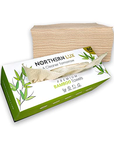 Northern Lux Disposable Bamboo Face Towels - 80 Biodegradable Dry Wipes