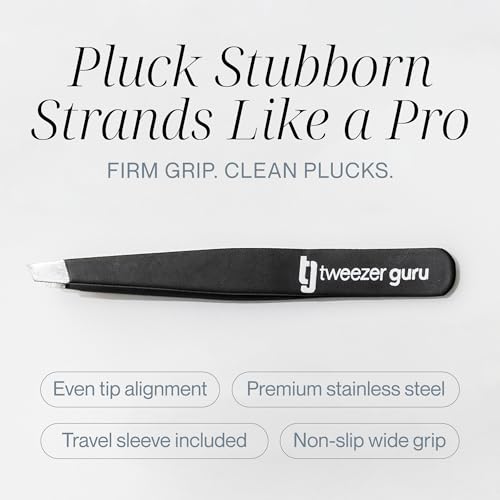 5-Piece Stainless Steel Tweezers Set - Precision Slant & Pointed Tweezers for Eyebrows, Ingrown Hair & Splinter Removal