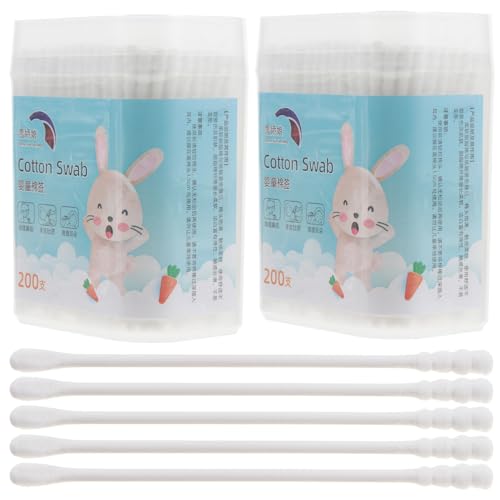 NUOBESTY Baby Cotton Swabs 400PCS Double-Ended Ear & Nose Cleaning Sticks