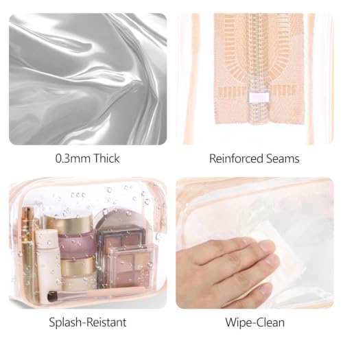 TSA Approved Clear Toiletry Bag - 3 Pack Quart Size for Travel