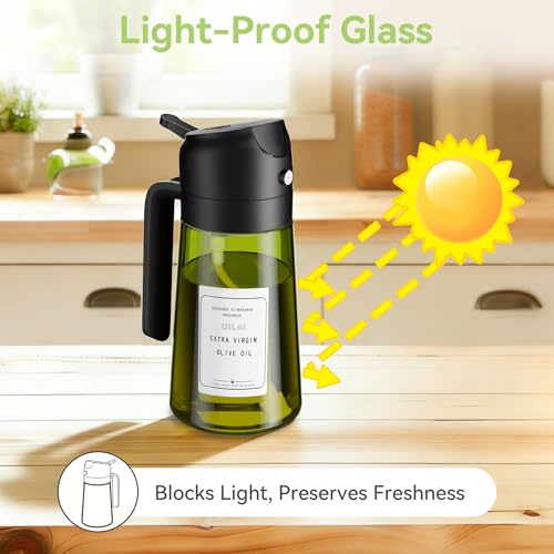 USLAI 16oz Glass Oil Sprayer Dispenser - Dual Spray for Cooking