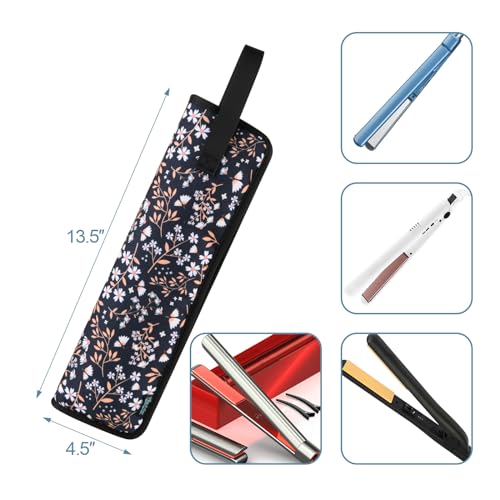 Beautyflier Heat-Resistant Flat Iron Travel Bag - White Flower Print