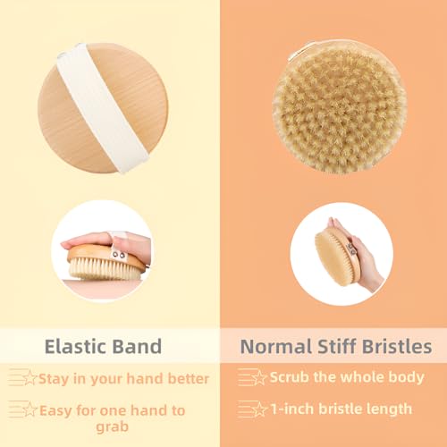 4-Piece Dry Brushing Set with Boar Bristle Body Brush and Gua Sha Tool