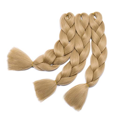 Ash Blonde 24in Jumbo Braiding Hair Extensions – 3 Bundles, Pre-Stretched High Temp Synthetic