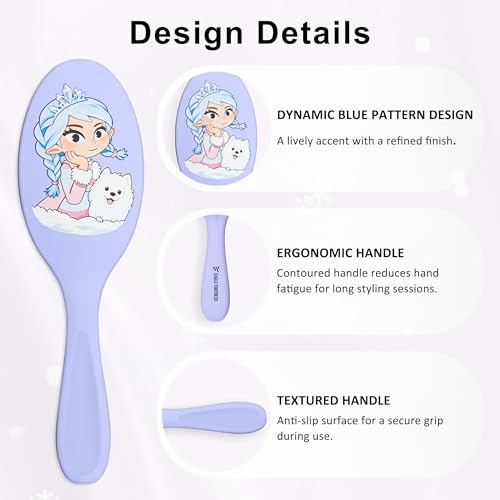EAGLE FORTRESS Blue Boar Bristle Hair Brush for Fine Hair & Extensions