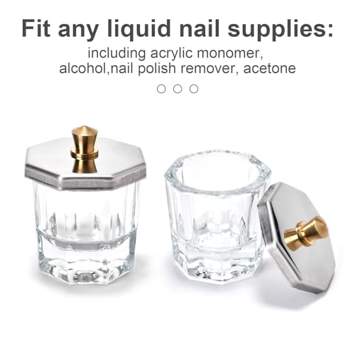 2-Pack Crystal Glass Dappen Dishes with Stainless Steel Lids