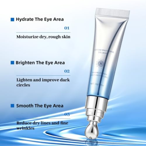 MZKV Eye Cream with Caffeine & Niacinamide for Dark Circles & Wrinkles - Hydrating Brightening Facial Treatment