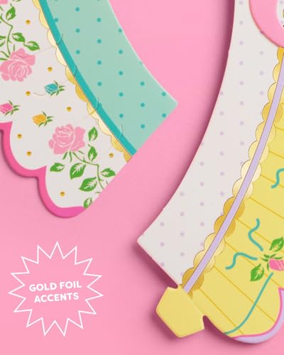 24pc Tea Cupcake Wrappers Set - Floral Gold Foil Kids Party Decor