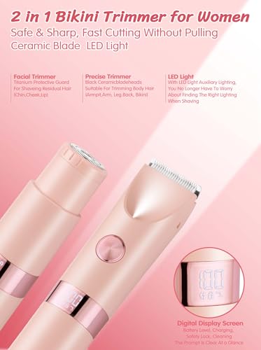YTSC FF 2-in-1 Electric Bikini Trimmer for Women, IPX7 Waterproof Shaver