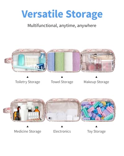 Narwey Beige Flamingo Clear Toiletry Bag for Travel & Makeup