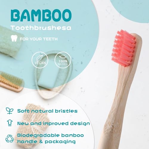 24 Pack Kids Bamboo Toothbrushes - Soft Bristle, Eco-Friendly, Individually Wrapped