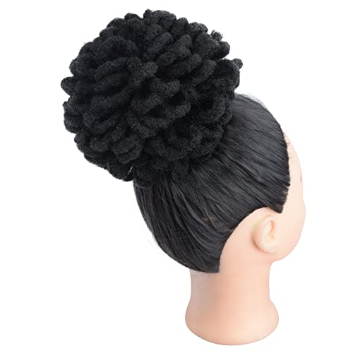 Yinmei Baibian 10 Inch Black Faux Locs Bun Ponytail Hairpiece for Black Women