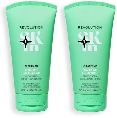 Revolution Skin Clearly Me 2% Salicylic Acid Cleansing Gel - Hydrating Face Wash for Oily Skin, 5.07 Fl Oz (Pack of 2)