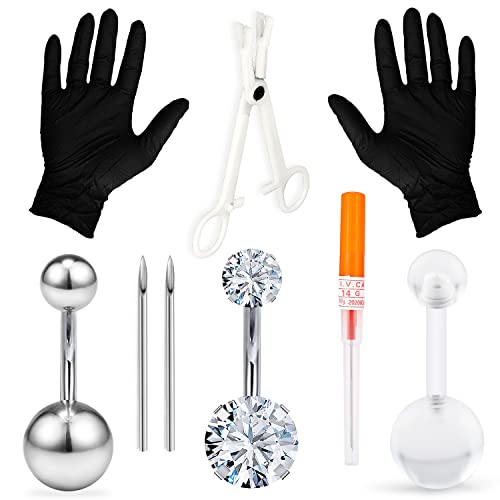 Goerhsjie Belly Button Piercing Kit Set for Women Men 14G Surgical Steel Navel Jewelry