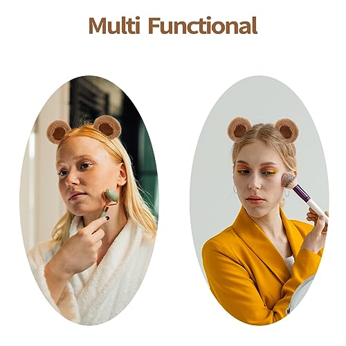 SIOTMERA Bear Ears Headband Brown – Movable Animal Hairband for Face Washing, Cute Cute Care Wear