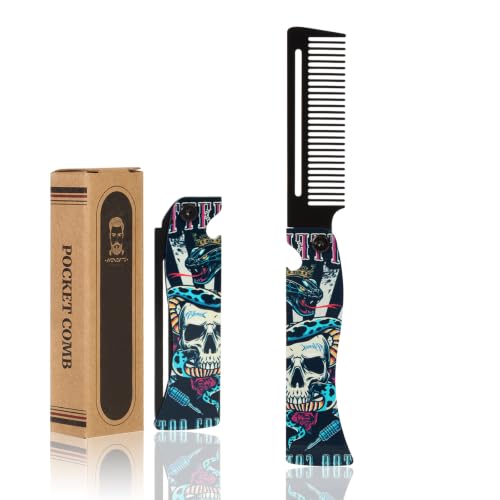 MenGate Folding Stainless Steel Beard Comb with Built-in Bottle Opener