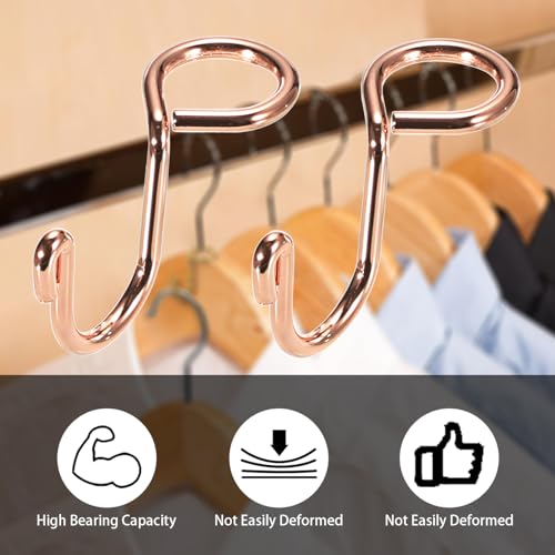 Sumnacon Rose Gold Clothes Hanger Hooks - 30 Pcs Metal Extender for Space Saving