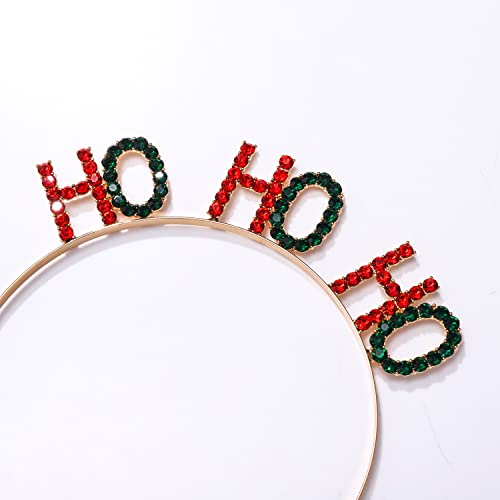 HSWE HOHOHO Colorful Christmas Headbands for Women - Rhinestone Holiday Hair Accessories