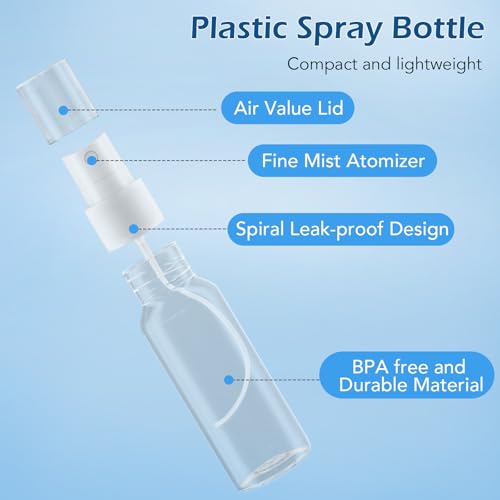 Zoizocp 2oz Fine Mist Spray Bottles - 12 Pack Refillable Travel Containers