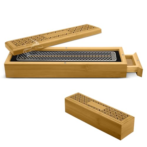 Wooden Incense Holder with Storage - Dual-Compartment Ash Catcher
