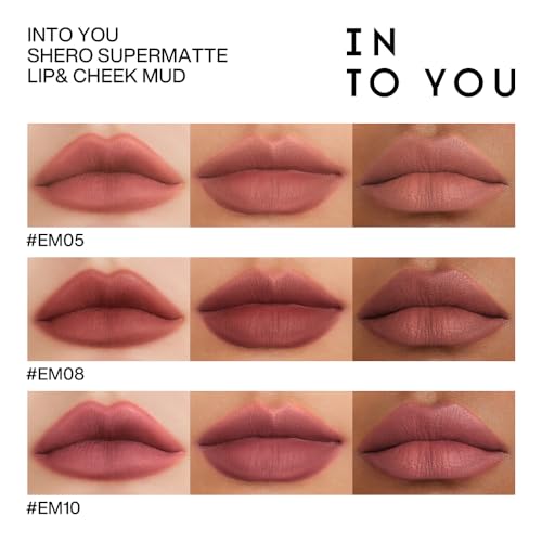 INTO YOU EM12 Velvet Matte Lip & Cheek Stain - Lightweight Lip Mud, Long-Lasting Pink Lipstick & Multi-Use