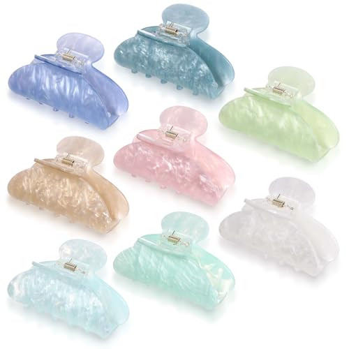 Yuxung 8 Pcs Large Marble Acrylic Hair Claw Clips - Multicolor