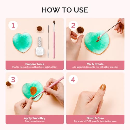 MelodySusie Heart Shape Resin Nail Art Palette for Color Mixing