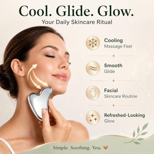 Organic Castor Oil Roll-On & Stainless Steel Gua Sha Tool Set