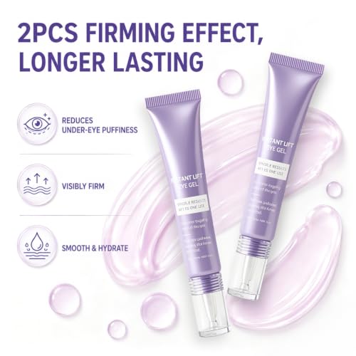 Hydrating Under Eye Firming Gel - 2 Pack Fast-Absorbing Eye Serum, 15mL