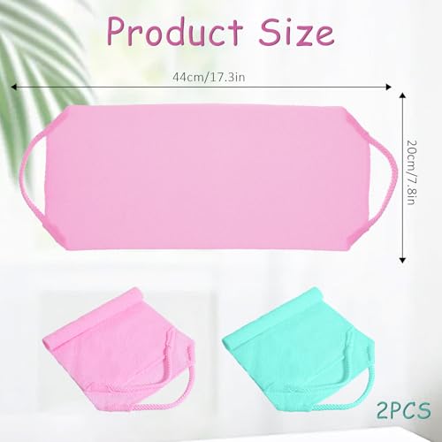2-Pack Exfoliating Back Scrubber with Handles - Nylon Shower Towel