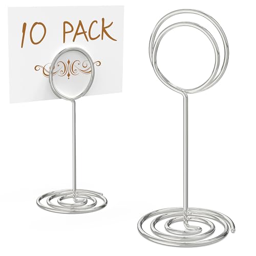 10 Pack Silver Table Card Holders - 3.35" Wire Photo Clips