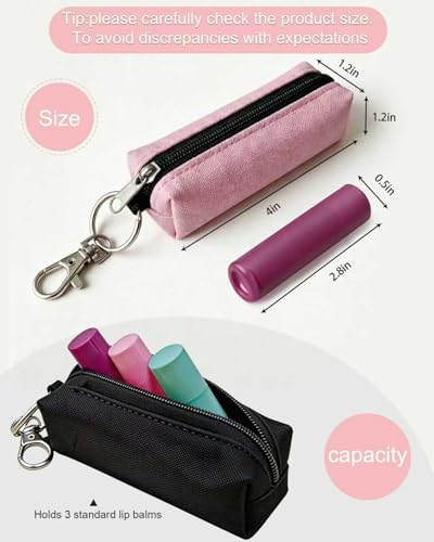 Portable Chapstick Holder Pouch with Hook - 2pcs Lip Balm Sleeve