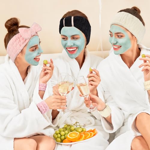 DiyJibb 9-Piece Spa Headband & Wristband Set for Women