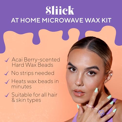 Sliick At-Home Waxing Kit with Acai Berry Hard Wax Beads and Applicator