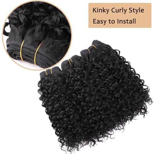 Reyna Synthetic Afro Kinky Curly Hair Extensions 12 Inches - 3 Bundles for Black Women