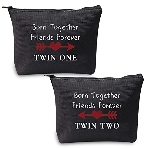 Twin OneTwo Black Cosmetic Bag - Born Together Friends Forever