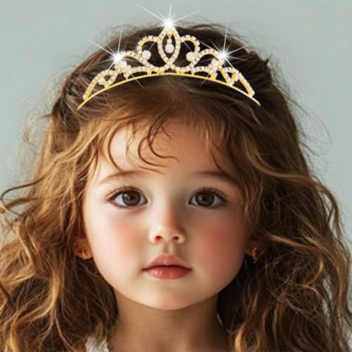 Kilshye Gold Rhinestone Princess Tiara Headband for Girls - Pack of 1